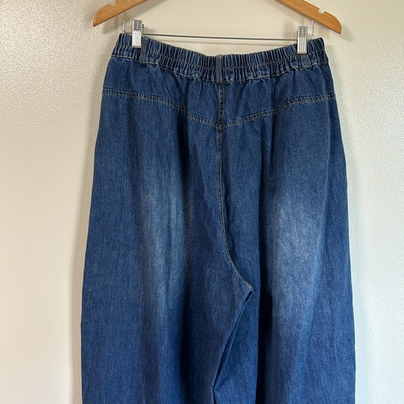 100% Cotton Baggy Wide Barrel Leg Pleat Front Elastic Stretchy Pants Size XL - Picture 6 of 7